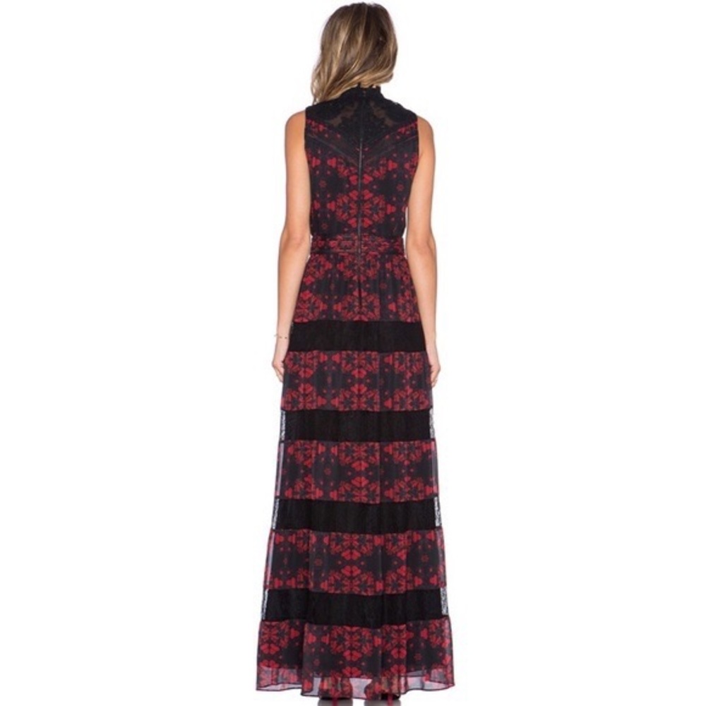 alice + olivia Red & Black Patterned Maxi Dress Gown SZ 8 - Picture 2 of 9